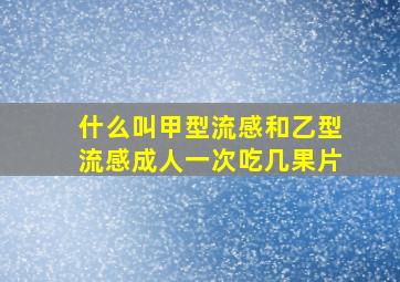 什么叫甲型流感和乙型流感成人一次吃几果片