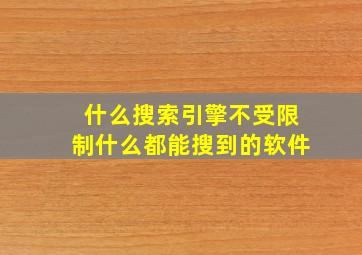 什么搜索引擎不受限制什么都能搜到的软件