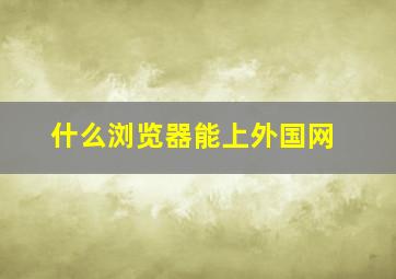 什么浏览器能上外国网