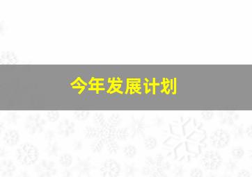 今年发展计划