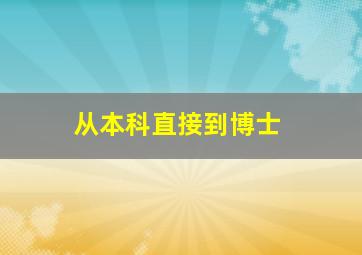 从本科直接到博士