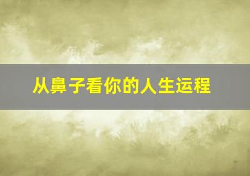 从鼻子看你的人生运程