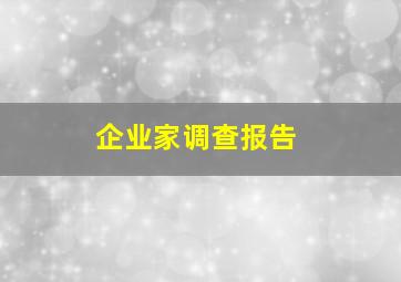 企业家调查报告