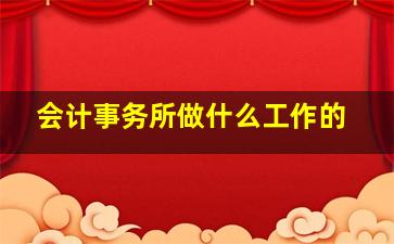 会计事务所做什么工作的