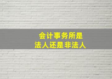 会计事务所是法人还是非法人