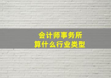 会计师事务所算什么行业类型