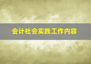 会计社会实践工作内容