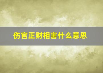 伤官正财相害什么意思