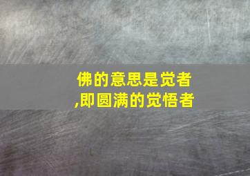 佛的意思是觉者,即圆满的觉悟者