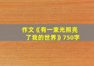 作文《有一束光照亮了我的世界》750字