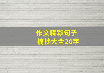 作文精彩句子摘抄大全20字