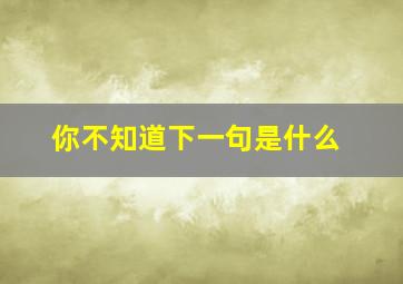 你不知道下一句是什么