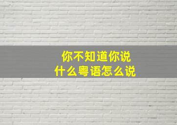 你不知道你说什么粤语怎么说