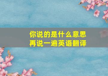 你说的是什么意思再说一遍英语翻译