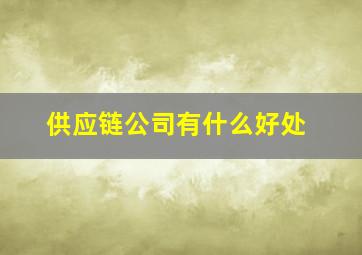 供应链公司有什么好处