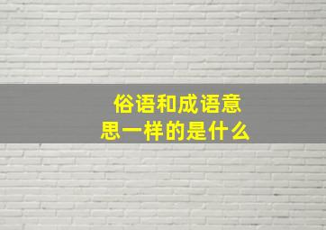 俗语和成语意思一样的是什么