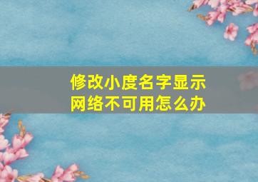 修改小度名字显示网络不可用怎么办