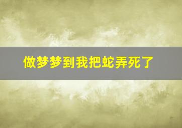 做梦梦到我把蛇弄死了