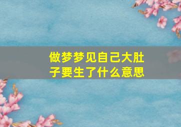 做梦梦见自己大肚子要生了什么意思