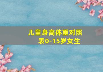 儿童身高体重对照表0-15岁女生