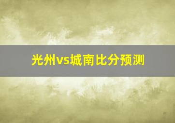 光州vs城南比分预测