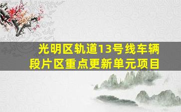 光明区轨道13号线车辆段片区重点更新单元项目