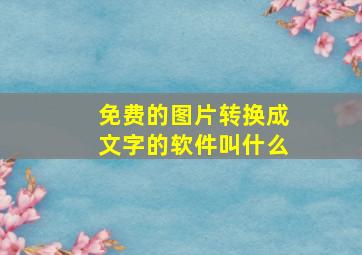 免费的图片转换成文字的软件叫什么