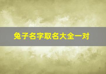 兔子名字取名大全一对