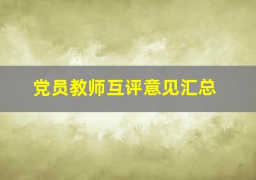 党员教师互评意见汇总