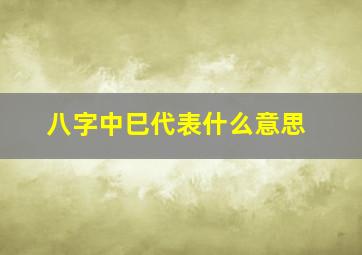 八字中巳代表什么意思