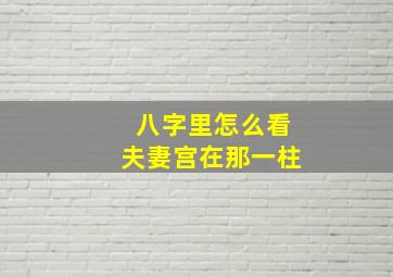 八字里怎么看夫妻宫在那一柱