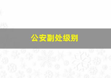 公安副处级别