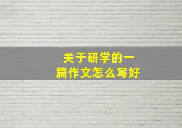 关于研学的一篇作文怎么写好