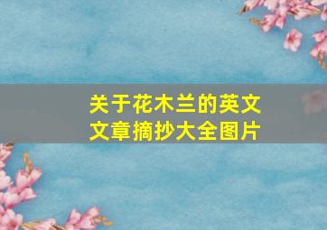 关于花木兰的英文文章摘抄大全图片