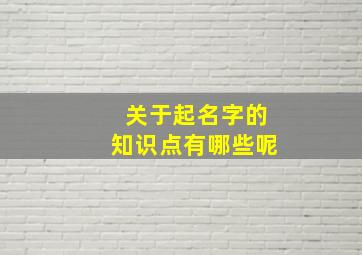 关于起名字的知识点有哪些呢