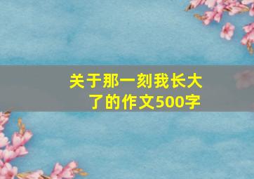 关于那一刻我长大了的作文500字