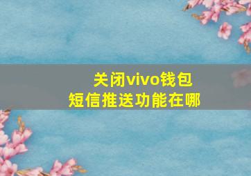 关闭vivo钱包短信推送功能在哪