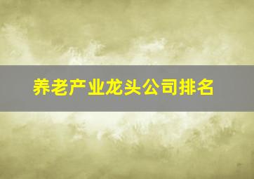 养老产业龙头公司排名