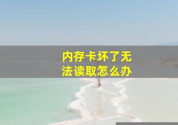 内存卡坏了无法读取怎么办