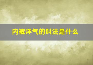 内裤洋气的叫法是什么