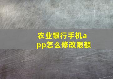 农业银行手机app怎么修改限额