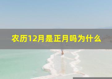 农历12月是正月吗为什么