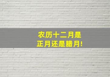 农历十二月是正月还是腊月!