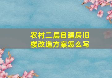 农村二层自建房旧楼改造方案怎么写