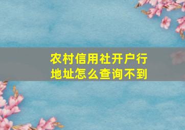 农村信用社开户行地址怎么查询不到