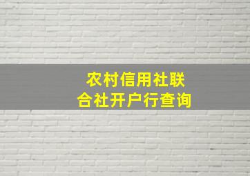 农村信用社联合社开户行查询