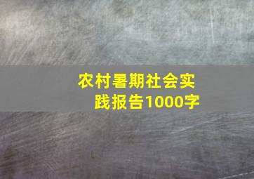 农村暑期社会实践报告1000字