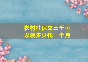 农村社保交三千可以领多少钱一个月