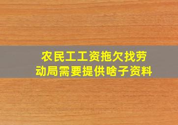 农民工工资拖欠找劳动局需要提供啥子资料