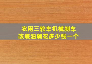 农用三轮车机械刹车改装油刹花多少钱一个